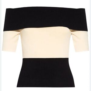 Posse - Women’s Theo Off-Shoulder Top - Black and Cream - Size: Small